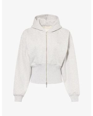 Lounge Underwear Zip-Up Fitted-Waist Cotton-Blend Hoody - White