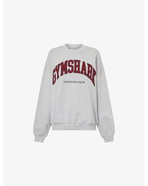 GYMSHARK Collegiate Graphic Crewneck Cotton-Blend Sweatshirt - White