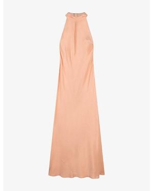 OMNES Milos High-Neck Satin Maxi Dress - Orange