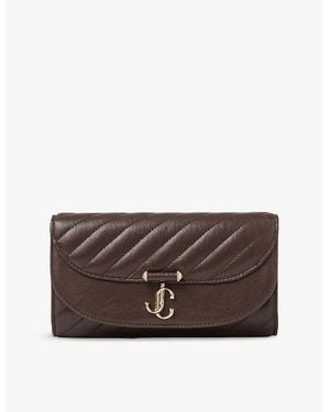 Jimmy Choo Curve Quilted Leather Wallet-On-Chain - Brown