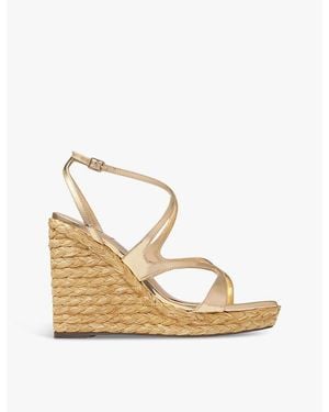 Jimmy Choo Ayla 110 Contrast-Sole Leather Heeled Sandals - Metallic
