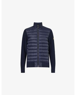 Belstaff Shell-Down High-Neck Cotton Cardigan - Blue