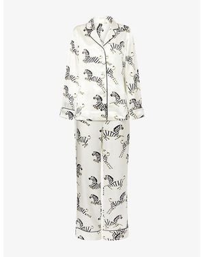 Olivia Von Halle Lila Zebedee Silk-Satin Pyjamas - White