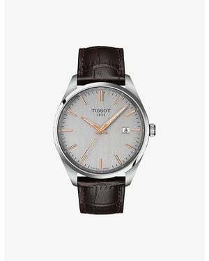 Tissot Pr 100 Stainless Steel And Leather Quartz Watch - Grey