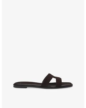 BOSS Monogram Suede Sandals - Black