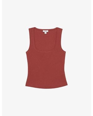 Reiss Riva Square-Neck Ribbed Stretch-Cotton Vest - Red