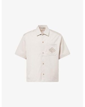 The Couture Club Laser Cut-Emblem Woven Shirt - White