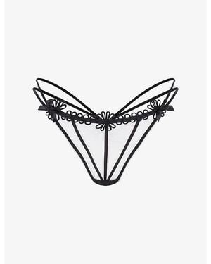 Agent Provocateur Coletta Embroidered Tulle Thong - Black