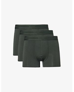 CHE Elasticated-Waistband Pack Of Three Stretch-Woven Trunks - Green