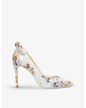 Ted Baker Mishia Floral-print Satin Court Shoes - White