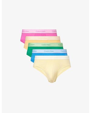 Calvin Klein Icon Pride Pack Of Five Stretch-Cotton Hip Briefs - Blue