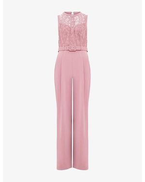 Phase Eight Petite Ivanna Lace-Embroidered Woven Jumpsuit - Pink