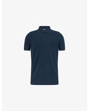 Tom Ford Stretch-Woven Polo Top - Blue