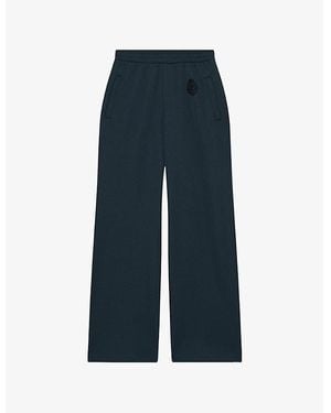 The Kooples Logo-Embroidered Elasticated-Waist Cotton-Jersey Jogging Bottoms - Blue