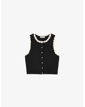 Sandro Crochet-Trimmed Cardigan - Black