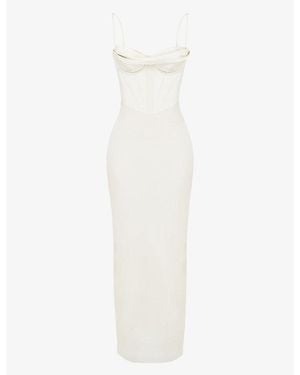 House Of Cb Charmaine Corset Satin Maxi Dress - White