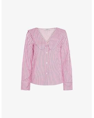 OMNES Caitlin Stripe-Print Cotton Blouse - Pink