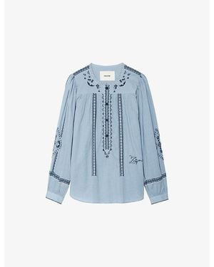 Zadig & Voltaire Tigy Embroidered Cotton Blouse - Blue