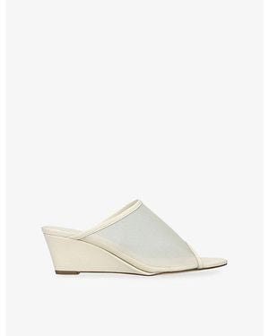Aeyde Suzanne Mesh Wedge Sandals - White
