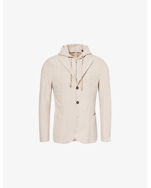 Eleventy Three Roll Hooded Wool Jacket - Natural