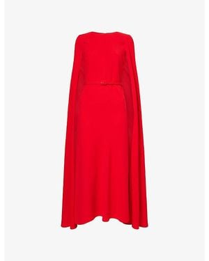 Roland Mouret Cady Belted Woven Midi Dress - Red