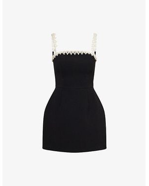 Nadine Merabi Embellished Crepe Mini Dress - Black