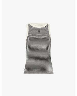 ME+EM Swan Striped Cotton-Jersey Vest Top - Grey