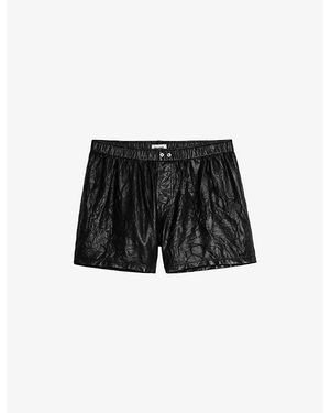 Zadig & Voltaire Textured Leather Shorts - Black