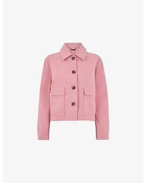 Whistles Marie Patch-Pocket Cotton Jacket - Pink