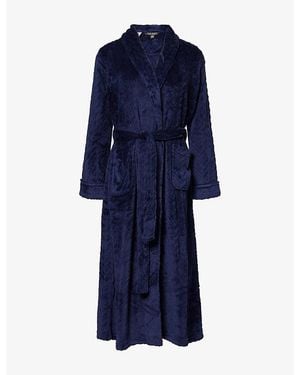 Ralph Lauren Logo Embroidery Soft Long Fleece Robe - Blue