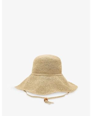 Reiss Annetta Beaded-Strap Straw Hat - Natural