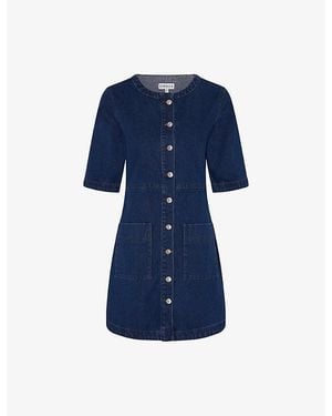 OMNES Adia Button-Down Denim Mini Dress - Blue