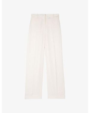 The Kooples Mid-Rise Wide-Leg Woven Pants - White