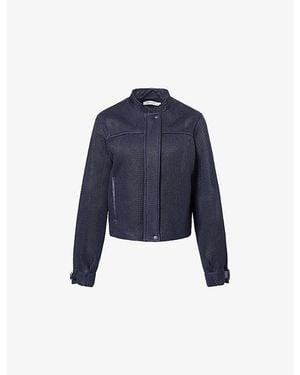Max Mara Boxy Mesh Bomber Jacket - Blue