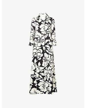 Dries Van Noten Rimi Graphic-Print Satin Coat - White