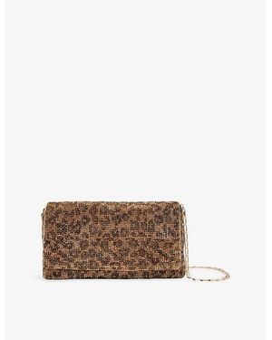 Reiss Soho Leopard-Print Woven Shoulder Bag - Brown