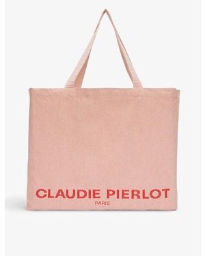 Claudie Pierlot Logo-Print Cotton-Blend Tote Bag - Pink