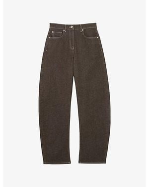 Reiss Sabel Topstitched Barrel-Leg Jeans - Brown