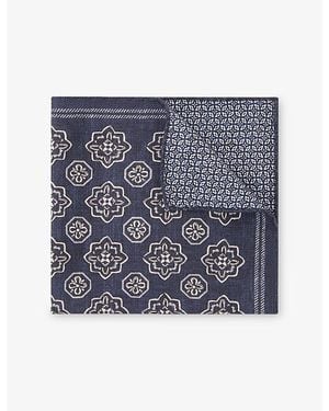 Reiss Gian Floral-Medallion Print Silk Pocket Square - Blue