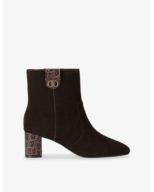 Kurt Geiger Chelsea Trim Heeled Suede Ankle Boots - Black