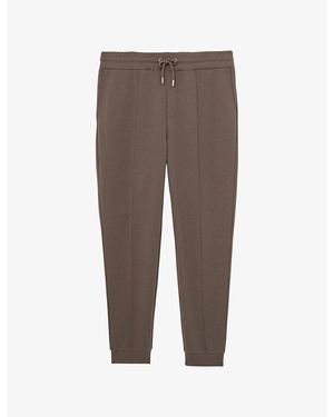 Reiss Premier Drawstring-Waist Stretch-Jersey Jogging Bottoms - Brown
