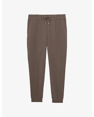 Reiss Premier Drawstring-Waist Stretch-Jersey Jogging Bottoms - Brown