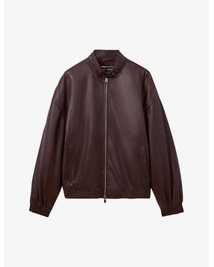 Reiss Allie Stand Collar Leather Jacket in Brown Lyst UK