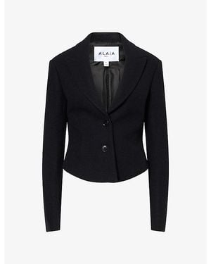 Alaïa V-Neck Wool Blazer - Black