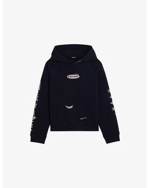 Zadig & Voltaire Georgy Rhinestone-Text Cotton-Jersey Hoody - Blue