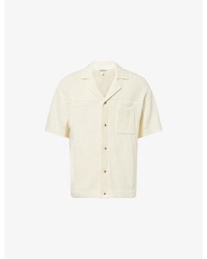 The Couture Club Contrast-Crochet Embellished-Button Cotton Shirt - White