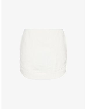 JW Anderson Curved-Hem Two-Slip-Pockets Woven-Blend Mini Skirt - White