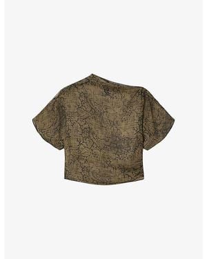 AllSaints Sali Asymmetric-Neck Woven Top - Green