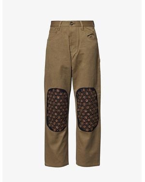 Kartik Research Double-Knee Embellished-Panel Cotton Trousers - Natural