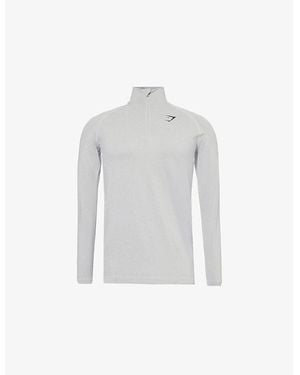 GYMSHARK Vital Seamless 1/4 Zip Stretch-Woven Top - White